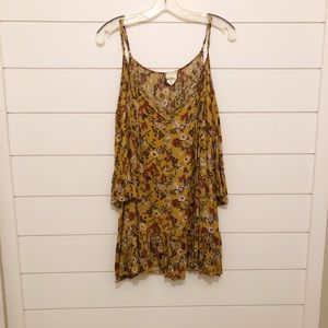 Boho Floral Cold Shoulder Top